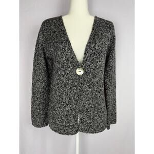 Vintage Fall River Knit Cardigan Black White Made USA Small Heritage Minimalist